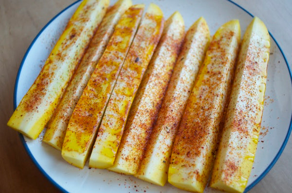 Grilled Summer Squash with Bell Peppers and Onions