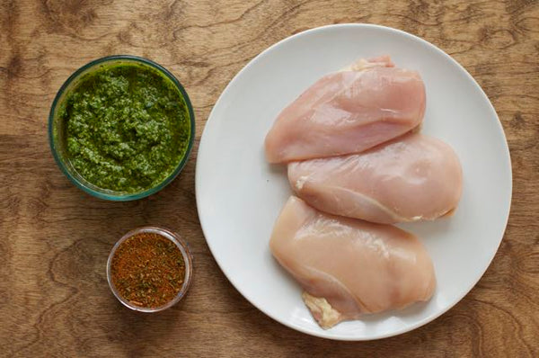 Roasted Jalapeño and Cilantro Pesto Chicken Salad
