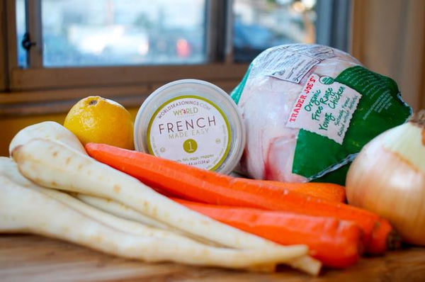 Roasted Chicken with Carrots & Parships